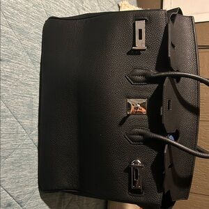 Black Leather Top-Handle Briefcase